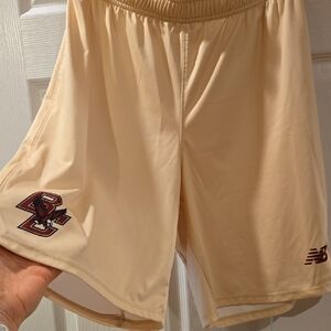 Boston College Mens Large New Balance Yellow Creamish Light Beige Sports Shorts